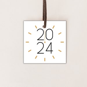 2” & 2.5” 2024 Clock Tag| Printable Gift Tag | Cookie Tag | New Year’s Tag | Square Tag