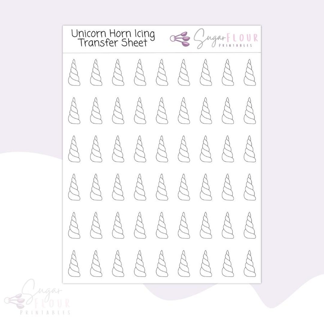 Unicorn Horn Royal Icing Transfer Sheets Royal Icing Template Royal