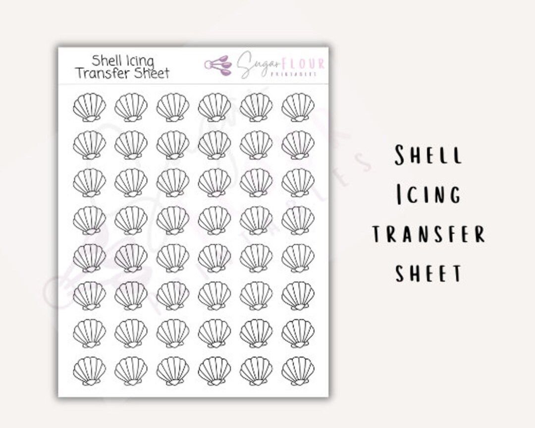 Shell Royal Icing Transfer Sheets Royal Icing Template Royal Icing ...