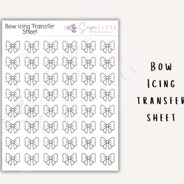 Bow Royal Icing Transfer Sheets | Royal Icing Template | Royal Icing Design | Bow Template