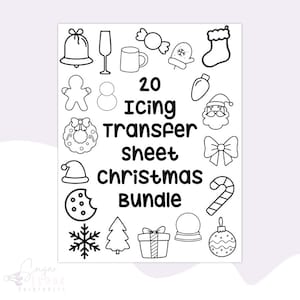 20 Royal Icing Transfer Sheets - Christmas Bundle | Royal Icing Template | Royal Icing Design | 20 Christmas Templates