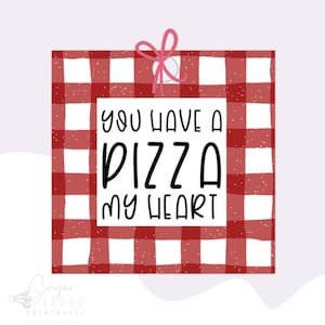 2" en 2,5" Pizza my Heart| Afdrukbaar cadeaukaartje | Cookietag | Valentijnsdagtag | Vierkante tag
