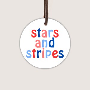 2&quot; en 2,5&quot; sterren en strepen cadeaukaartje | Afdrukbaar cadeaukaartje | Cookietag | Vierde juli-tag | Ronde