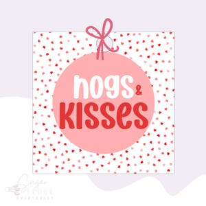 2&quot; en 2,5&quot; Hogs and Kisses-tag | Afdrukbaar cadeaukaartje | Cookietag | Valentijnsdagtag | Vierkante tag