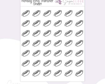 Hotdog Royal Icing Transfer Sheets | Royal Icing Template | Royal Icing Design | Hotdog Template
