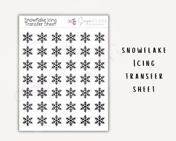 Snowflake Royal Icing Transfer Sheets Royal Icing Template Royal Icing
