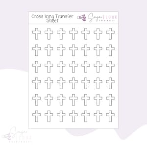 May include: A printable sheet of 36 cross icing transfer designs. The sheet is white with black outlines of crosses.