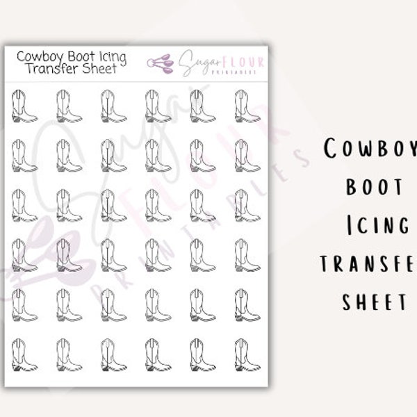 Cowboy Boot Royal Icing Transfer Sheets | Royal Icing Template | Royal Icing Design | Cowboy Boot Template