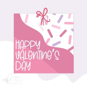 2” & 2.5” Happy Valentine’s Day - Sprinkle | Printable Gift Tag | Cookie Tag | Valentine’s Day Tag | Square Tag