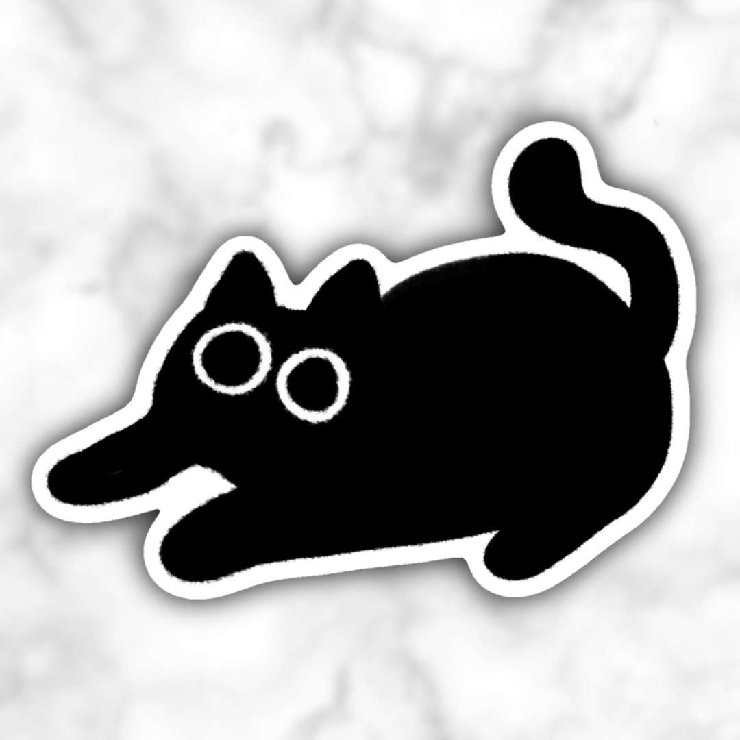 Sticker black Cat Cute Meme Kitten Doodle 