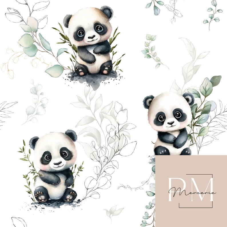 Tissus Panda Eucalyptus Coton premium Oeko-Tex image 2