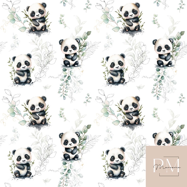 Tissus Panda Eucalyptus Coton premium Oeko-Tex image 1