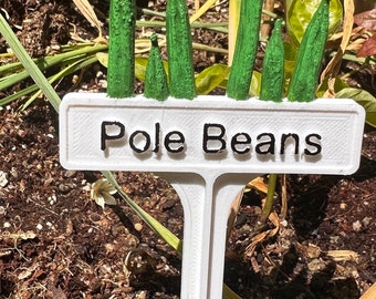 Hand Painted Plant Marker - Pole Beans