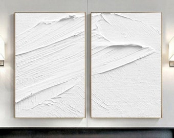 Large White Texture Minimalist Abstract Painting 3D White Textured Painting White 3D Textured Painting White Minimalist Art White Wall Art