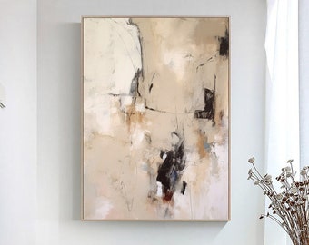 Beige Abstract Painting: Wabi Sabi Neutral Modern Wall Art