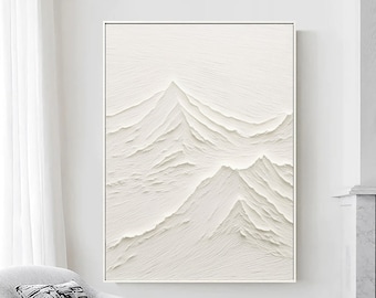 Large White Textured Painting: 3D Minimalist Abstract Wall Art - Etsy