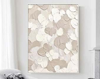 Beige White Abstract Painting Beige White Abstract Wall Art Beige White Textured Painting on Canvas Minimalist Painting Living Room Decor