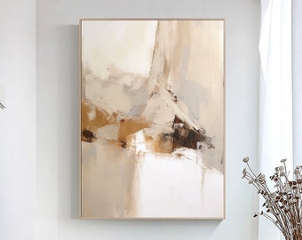 Large Brown Beige Abstract Wall Art Beige Wabi Sabi Textured Painting Brown Boho Abstract Painting Neutral Wall Decor Living Room Wall Art