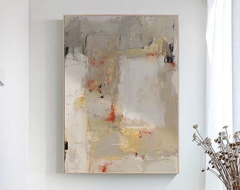 Beige Abstract Painting: 3D Textured Modern Wall Art