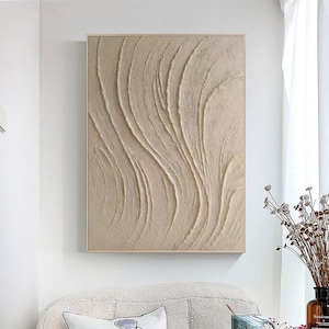 Beige Abstract Painting Beige Texture Painting Beige Minimalist Wall Art Modern Boho Wall Decor Living Room Abstract Painting Minimalist Art
