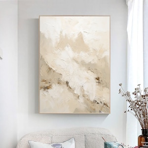 Beige Painting Abstract Neutral Art Nordic Boho Wall Decor Beige Wabi-Sabi Wall Art Modern Textured Minimalist Art Beige Plaster Painting
