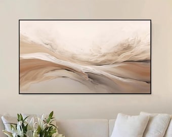 Beige Abstract Painting on Canvas: Original Wabi Sabi Wall Art