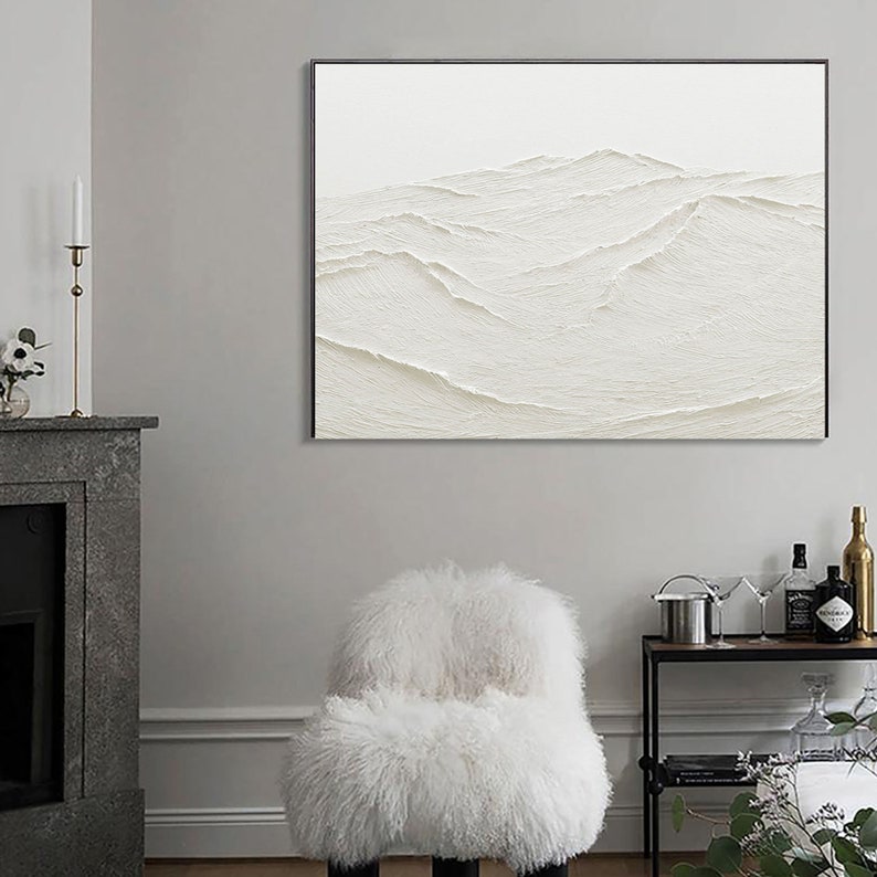 White Abstract Wall Painting White 3d Textured Wall Art Modern Etsy