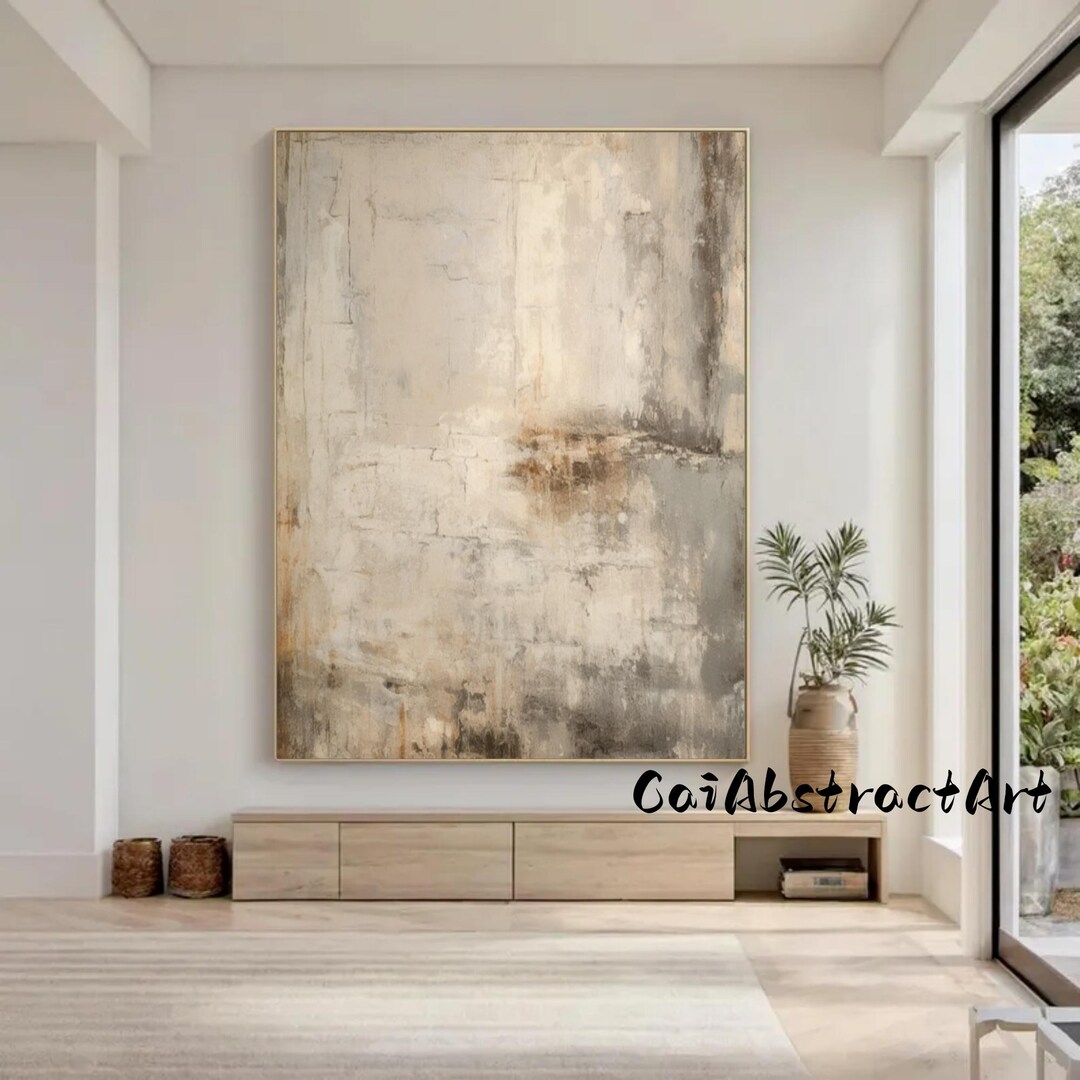 Beige Texture Abstract Beige Textured Abstract Landscape Painting, Brown Acrylic Wall Art - Etsy