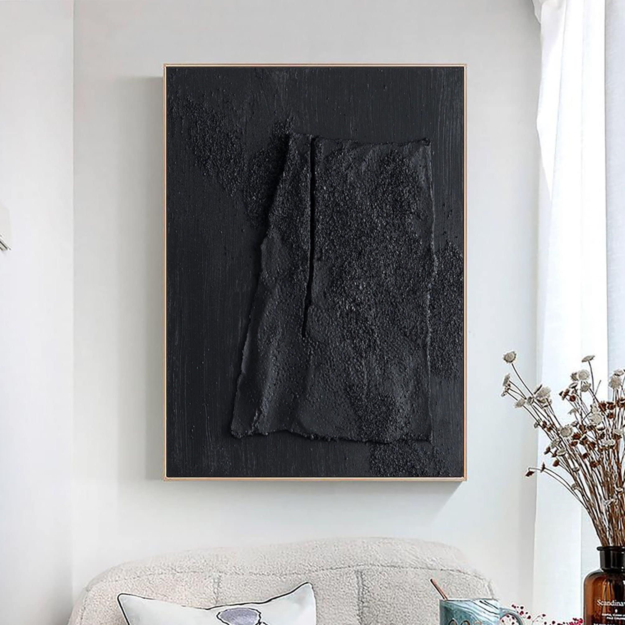 Large Black 3D Textured Art Black Textured Wall Art Black Etsy
