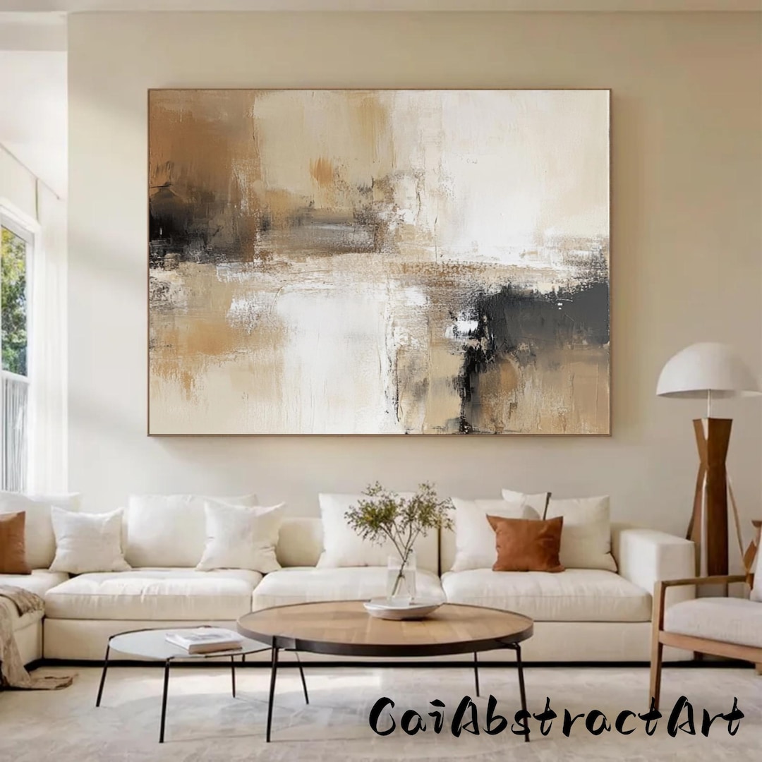 Beige Abstract Canvas Painting: Textured Wabi Sabi Wall Art - Etsy