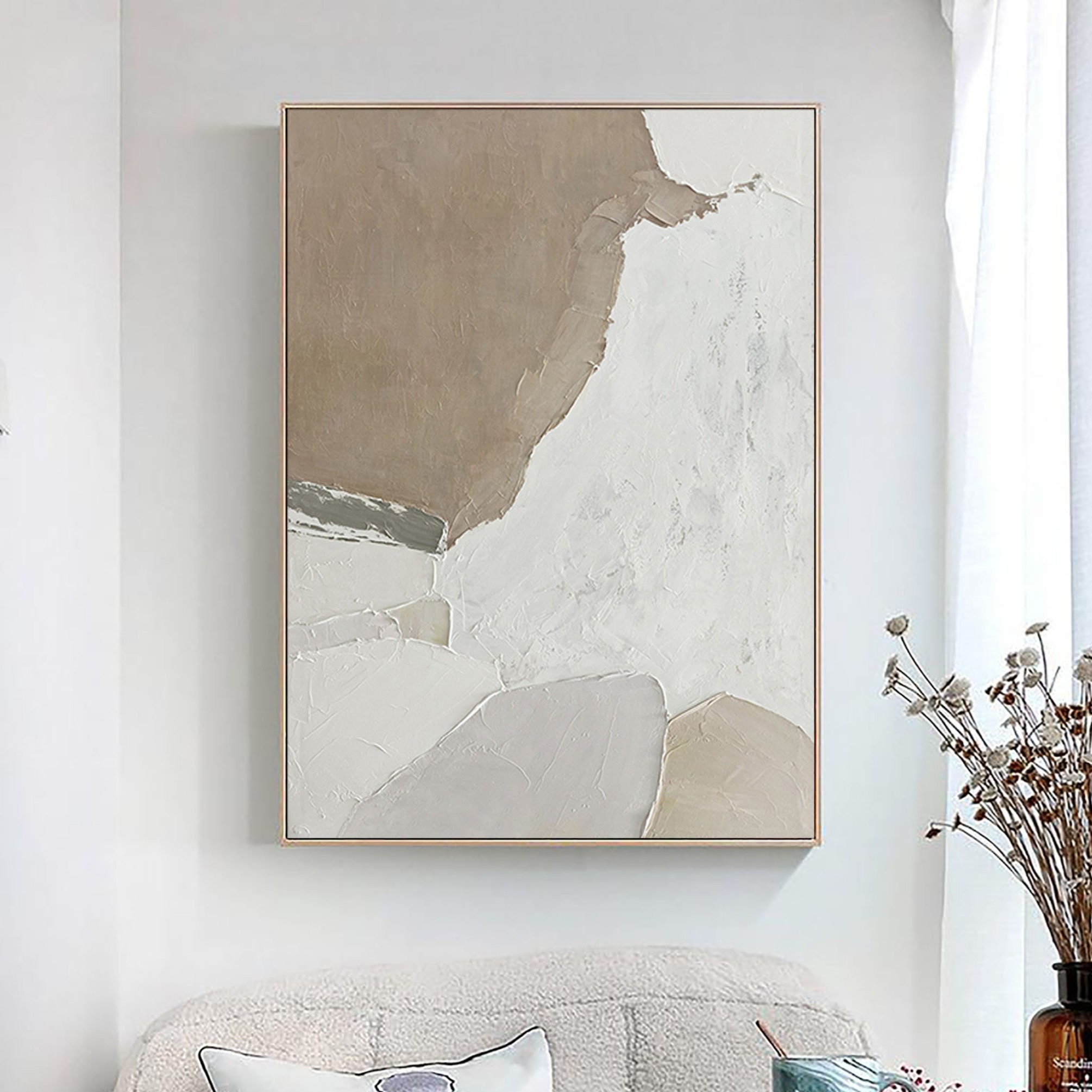 Large Original Beige Gray Texture Abstract Painting Beige Gray