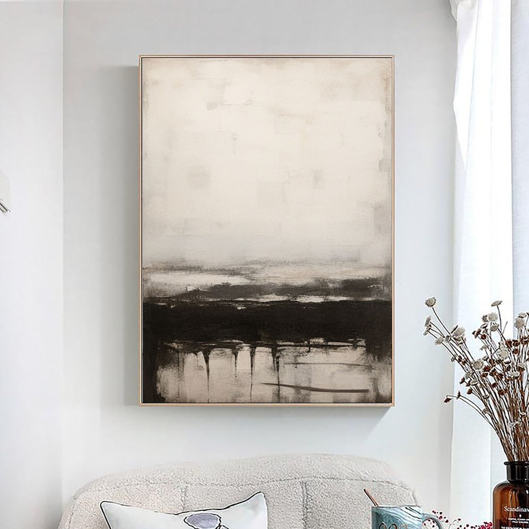 Original Gray Black Abstract Painting Landscape Painting on Canvas Gray ...