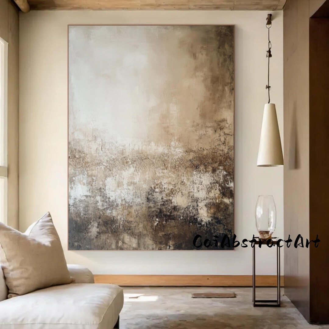 Wabi Sabi Wall Art Large Brown Abstract Painting Beigetexture Wall ...
