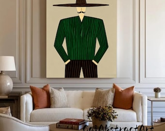 Minimalist Western Male Cowboy Abstract | Textured Canvas Art