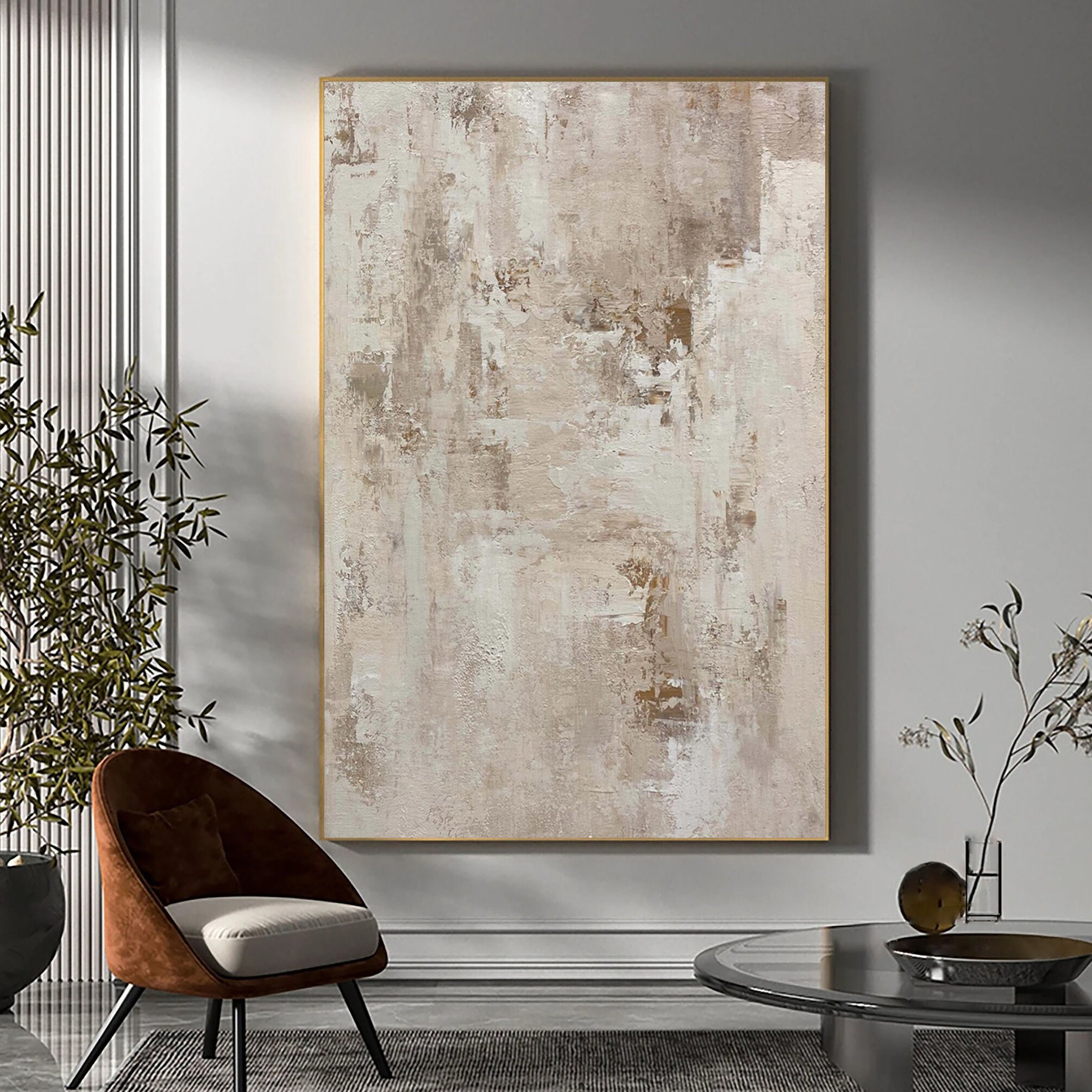 Large Original Beige Abstract Painting Beige Abstract Canvas Art Beige ...