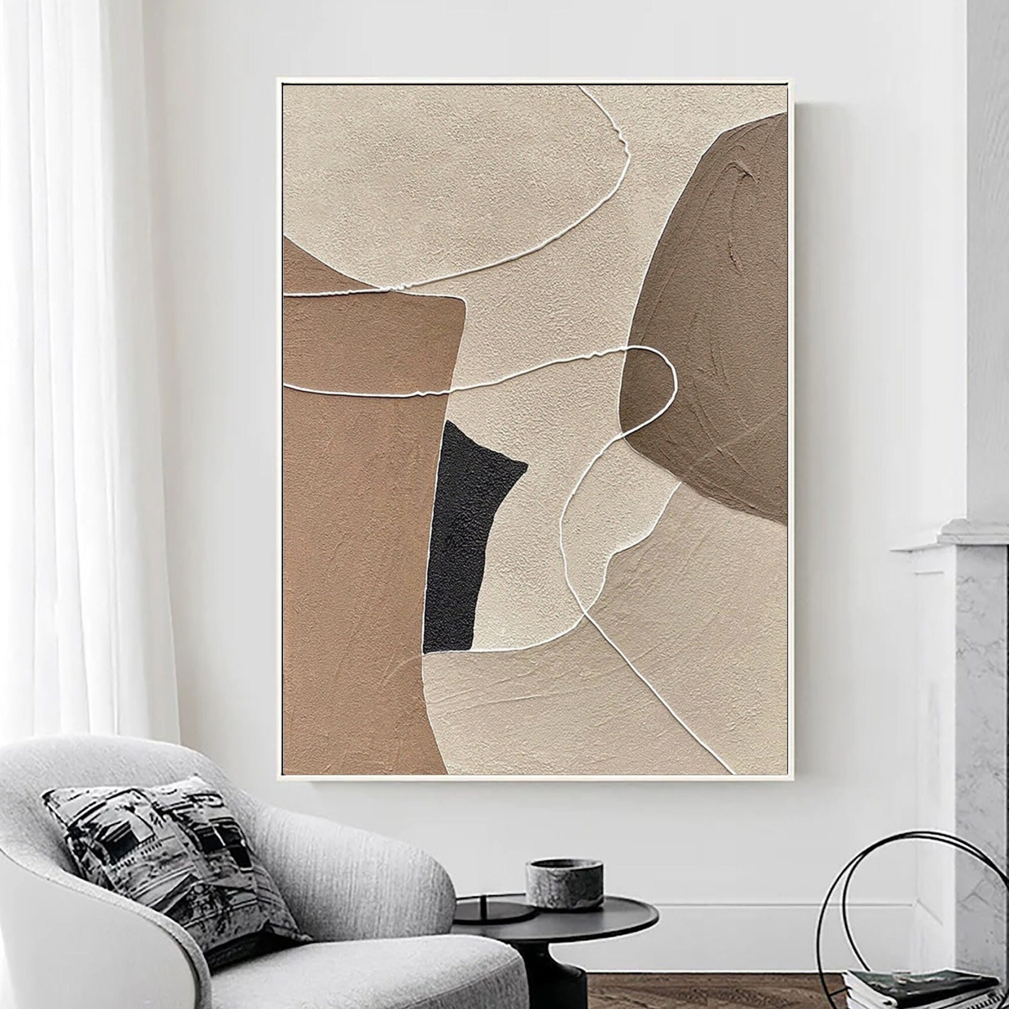 ASDCEUTICALS Abstrakte Leinwand-Wandkunst In Braun & Beige – Gerahmtes Gemälde Für Wohnzimmer & Schlafzimmer