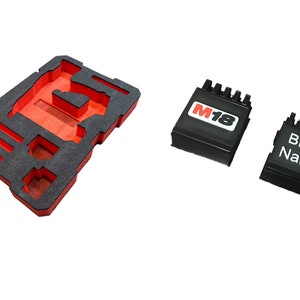 Inserto de espuma Kaizen M18 para clavadora de clavos y grapadora de corona de Milwaukee Packout. Inserto de espuma Kaizen (no incluye herramientas ni Packout). Option 2 Brad&Latch