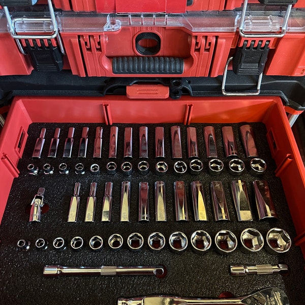 Milwaukee 4 Drawer Packout Kaizen Foam Insert for 3/8 Ratchet Set Model 48-22-9008-No Tools or Packout Included