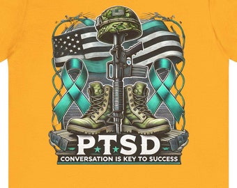 PTSD Awareness T-Shirt – Teal Ribbon, Mental Health Support