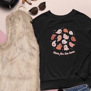 Here for the Boos | Ghost | Funny | Cute | Halloween | Trick or Treat | Cozy | Fall | Sweater | Unisex Men and Womens Tshirt