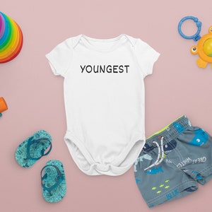Youngest | Baby | Infant | Baby Sister | Baby Brother | Siblings | Family | Onesie | Unisex Onesie | Gender Neutral