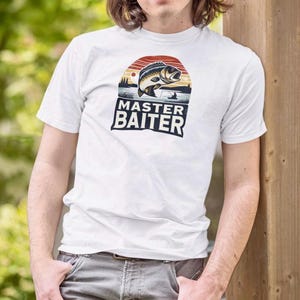 T-shirt Master Baiter | Grappige visserij-T-shirt | Verjaardagscadeau | Kerstcadeau | Vaderdagcadeau | Visserscadeau | Grappig cadeau voor papa