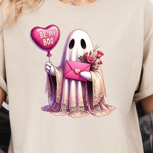 Valentines Day Ghost Tumbler Wrap PNG Be My Boo 20 oz Skinny Tumbler Wrap Valentines Day Gothic Ghost With Balloon Sublimation PNG Vday Gift