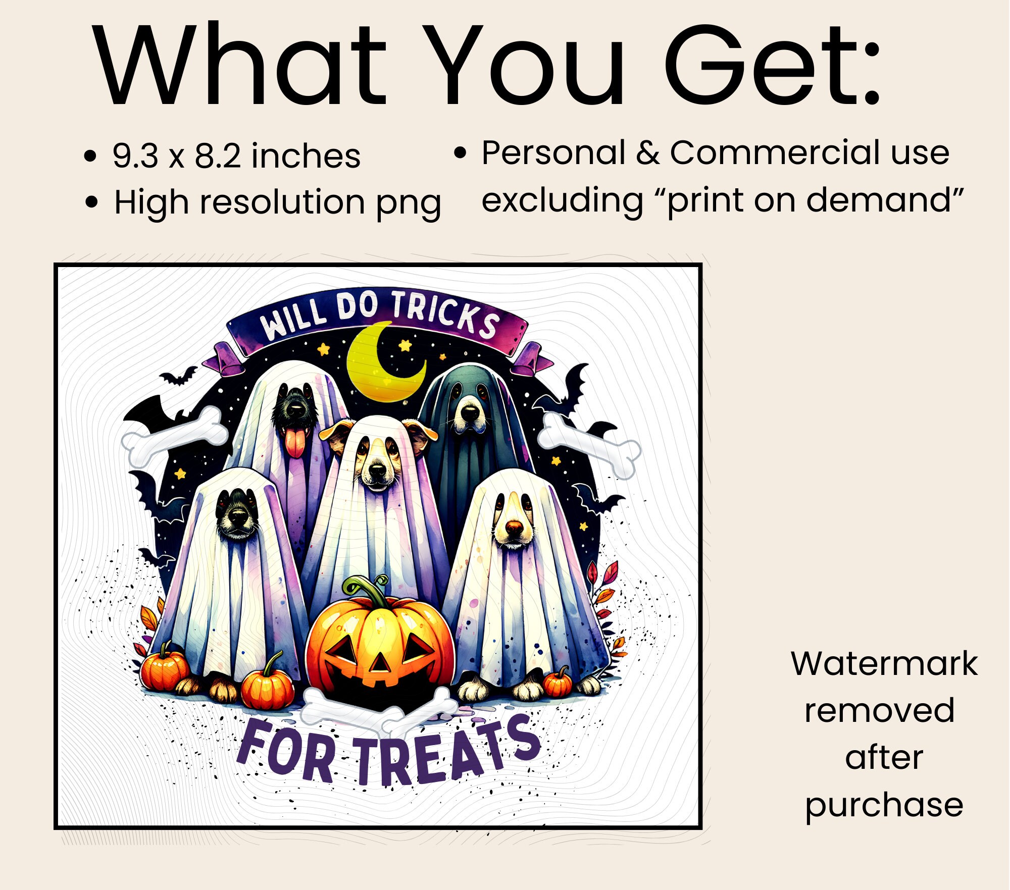 Halloween Dog PNG Will Do Tricks for Treats Tshirt PNG Ghost Dog PNG ...