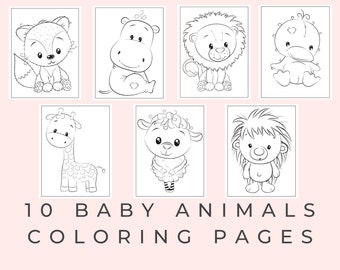 Baby Animal Prints Coloring Book Printable Pages Kids Nursery Art Digital Baby Animals For Nursery Decor Road Trip Kit Coloring Sheets Fox
