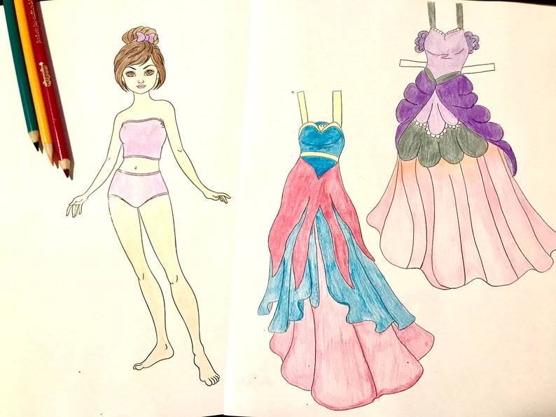 Princess Paper Dolls Road Trip Project Princess Party Color Your Own Activity Dolls To Color Pretty Dresses To Color Dress Coloring Page image 3