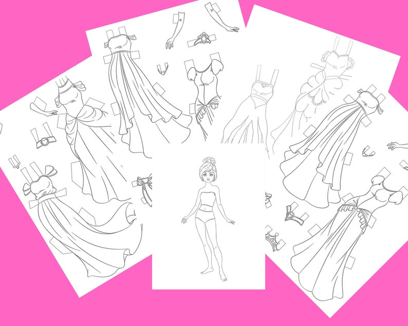 Princess Paper Dolls Road Trip Project Princess Party Color Your Own Activity Dolls To Color Pretty Dresses To Color Dress Coloring Page image 2