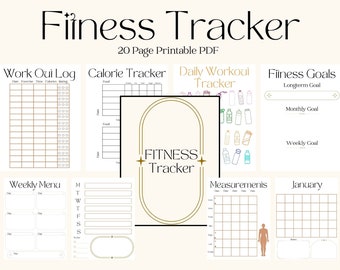 Fitness Tracker Planner Printable Fitness Workout Calorie Tracker Meal Planner Calorie Counter Printable PDF For Tracking Workout Journal