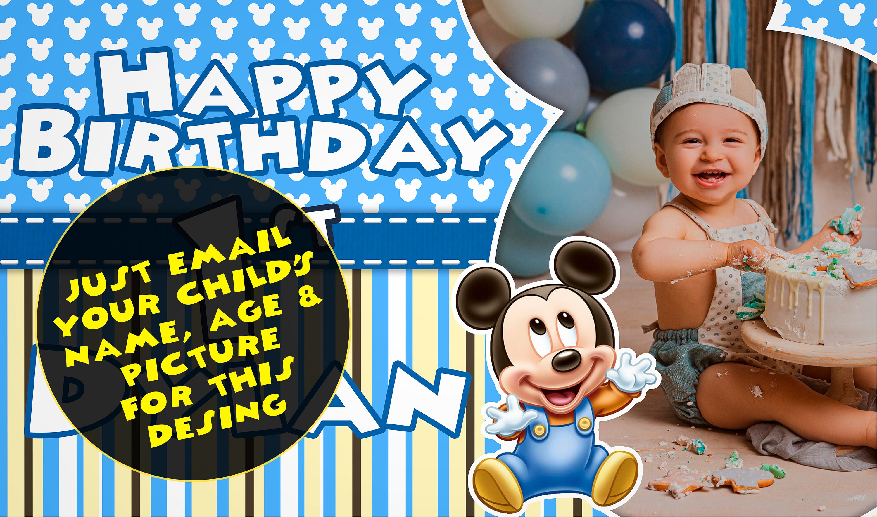 BABY MICKEY MOUSE Printable Party Kit. Custom Decoration 1st - Etsy