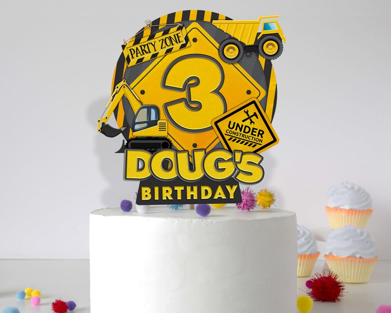 Construction Birthday Party Cake Topper Little Builder Party Etsy